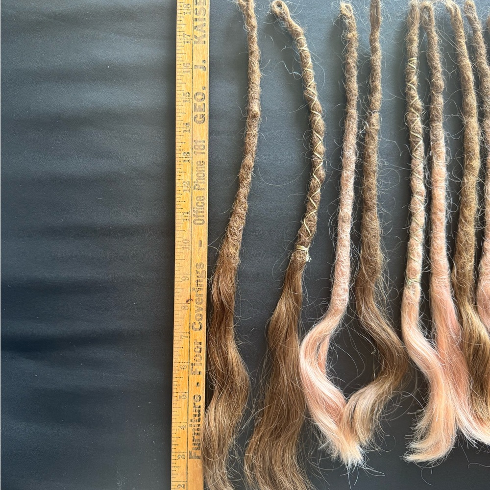 Brown and Pink Human Hair SE Locs - Picture 9 of 9